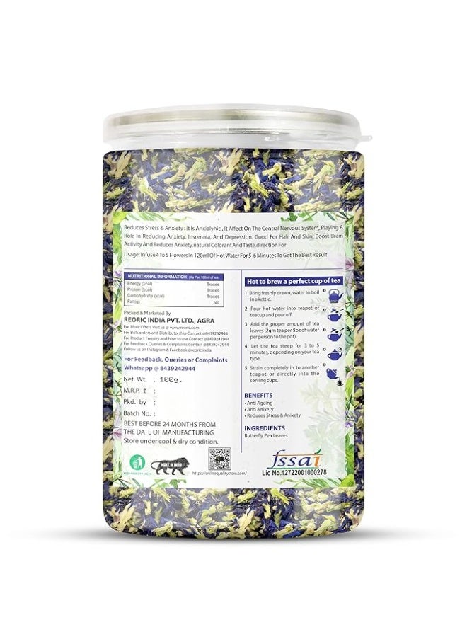 BRALCON Organic Herbal Tea Combo Pack- Hibiscus Flower Tea, Butterfly Pea Flower Tea, Rose Flower Tea- 300g(100g x 3 Pack)|Caffeine Free|Hibiscus Tea Leaves|Blue Pea Tea|Rose Tea - Image 3