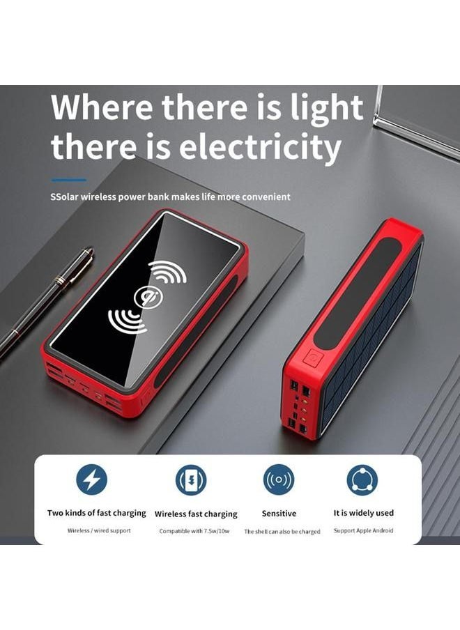 Arabest - 30000mAh Power Bank Portable Solar Wireless Charger External Battery With Led Light High Capacity Waterproof Drop Proof Outdoor Power Bank - Image 1