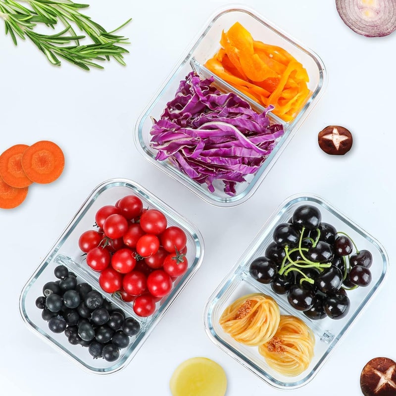 SYANKA Premium Borosilicate Glass Lunch Box Set of 11000ml 2Compartment Airtight Leakproof Food Storage Containers Microwave Freezer Dishwasher Safe BPAFree Ideal for OfficeSchool Travel - Image 1