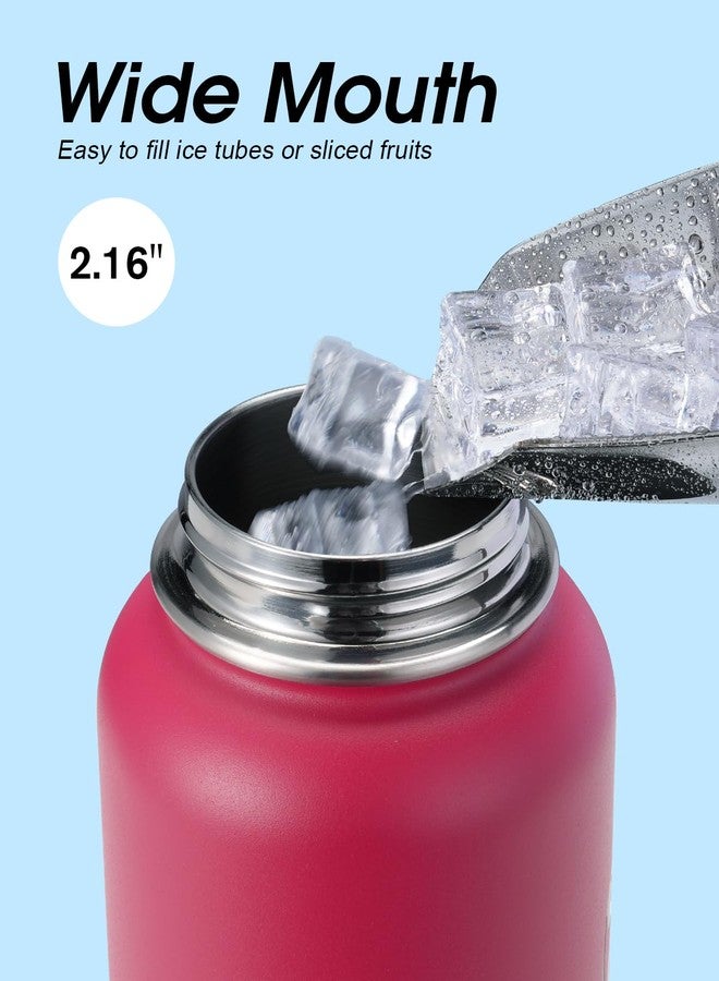 Coolflask Water Bottle 32 oz Insulated with Straw, Coolflask Stainless Steel Metal 3 Lids Water Flask Wide Mouth for Sports or Office, Non-BPA Keep Cold Up to 48 Hrs or Hot Up to 24 Hrs, Ombre Wine/Navy - Image 4