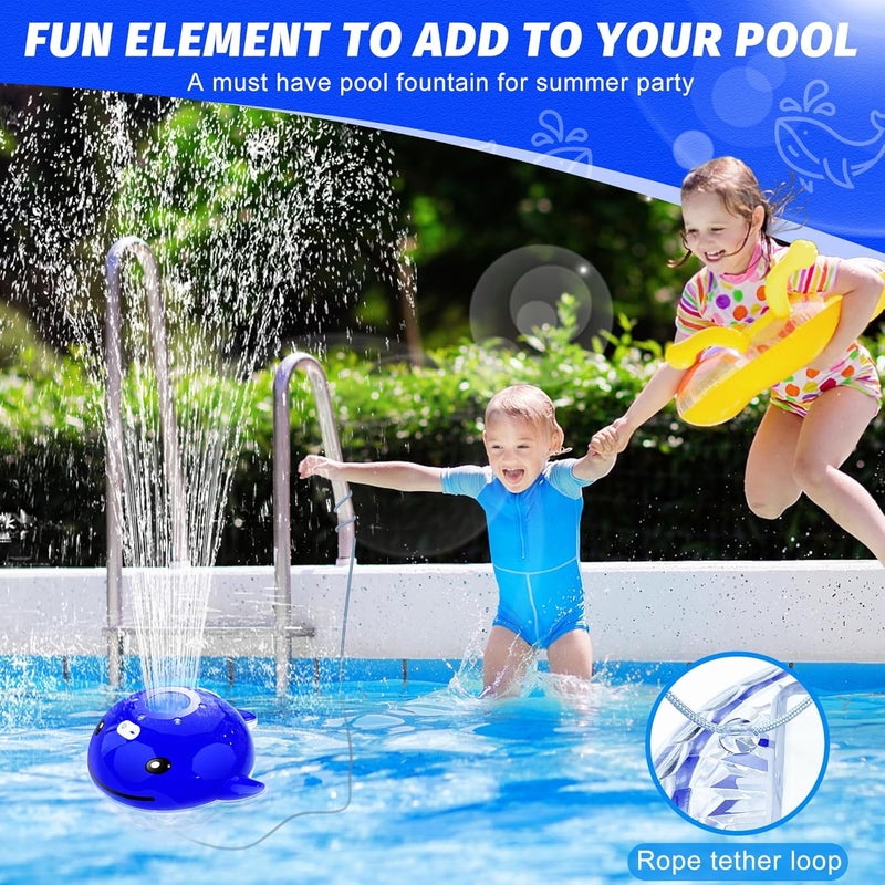 ChlorStar Floating Pool Fountain With Remote - Whale-Shaped With Lights, Rechargeable, Above Ground Waterfall for Inground and Swimming Pools - Image 4