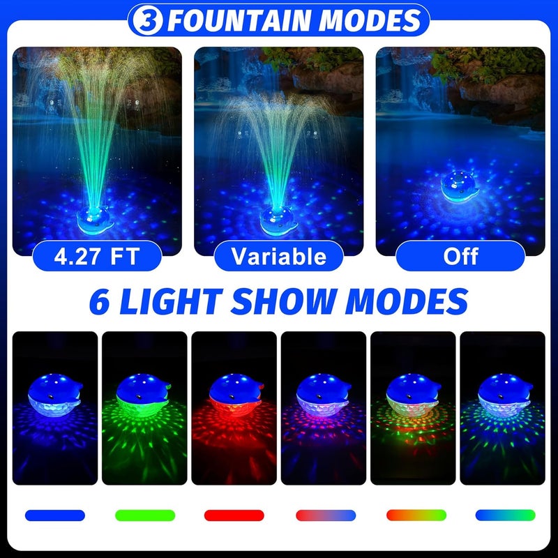 ChlorStar Floating Pool Fountain With Remote - Whale-Shaped With Lights, Rechargeable, Above Ground Waterfall for Inground and Swimming Pools - Image 5