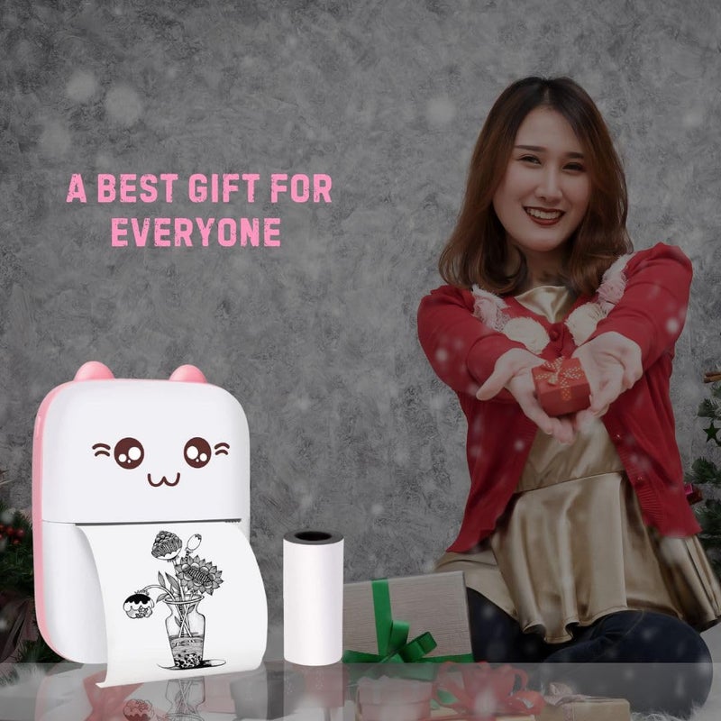 Anaha Aanha - Mini Printer, Wireless Bluetooth Mobile Printer, Thermal Printer for Picture Photo Label Memo with USB Cable for Study/Android/iOS Smartphone - Pink | Kids Printer - Image 4