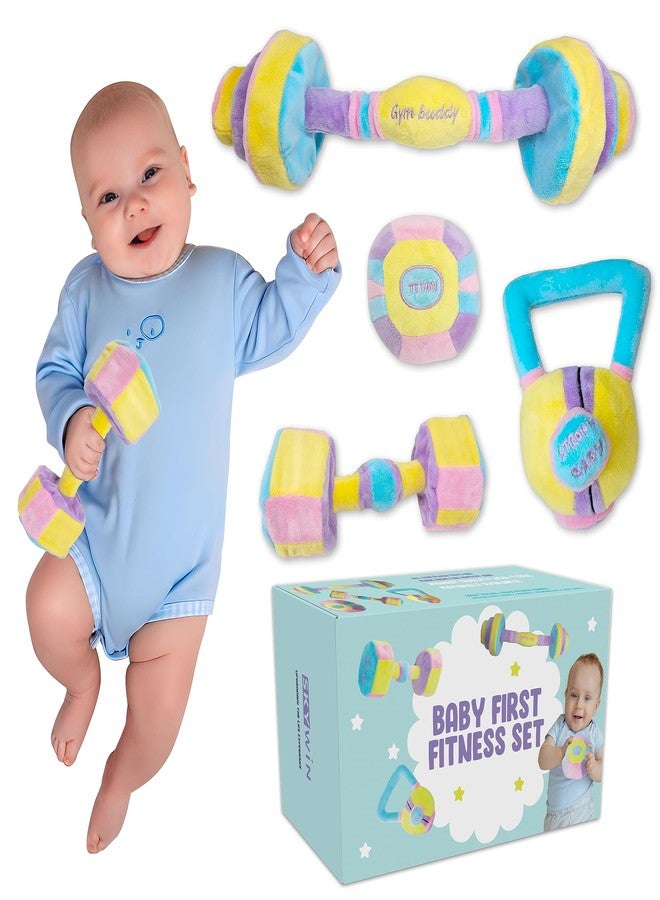 Skywin Baby Weights Plush Toy Set - Cute Baby Dumbbell, Kettlebell, Barbell, and Medicine Ball, Toys for Infants, Christmas Gift, Birthday Surprise, Easter or Holiday Present Idea 2025 (Purple) - Image 1