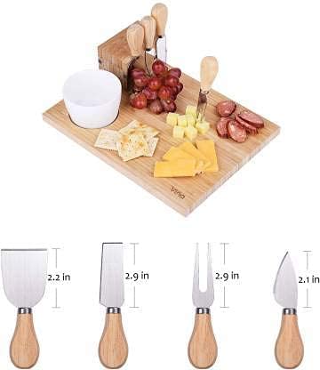 kunya® 4 PCS Cheese Knife Set, Premium Stainless Steel Cheese Slicer and Cutter Collection with Wooden Handle (Design 1) - Image 2