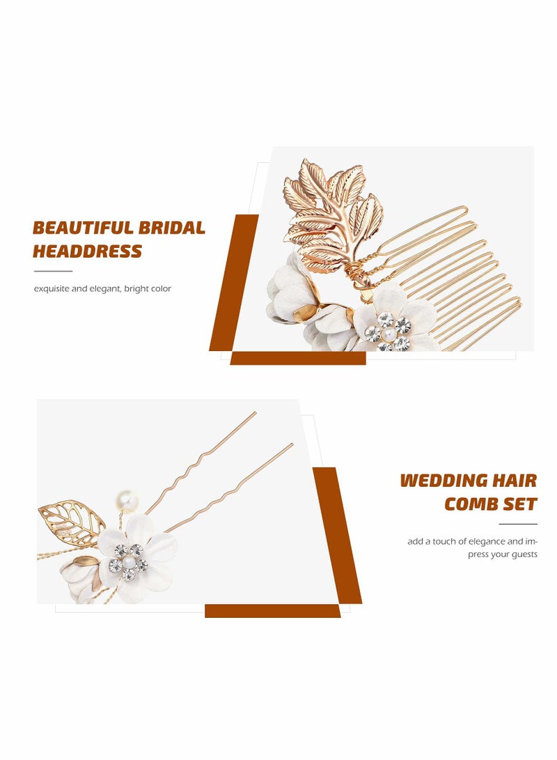 KASTWAVE Wedding Hair Comb, 4 Pcs Bridal Wedding Handmade Floral Hair Comb Set - Image 2