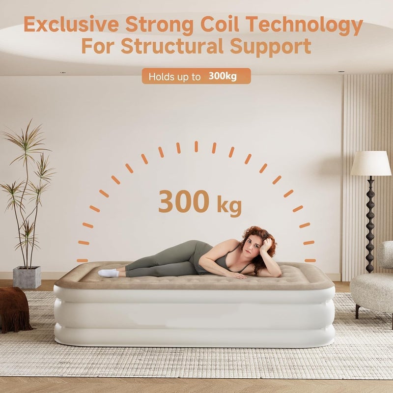 مرتبة هوائية مزدوجة من لينجي مع مضخة مدمجة - 200x150x40 سم سرير قابل للنفخ مقاوم للماء - Image 4