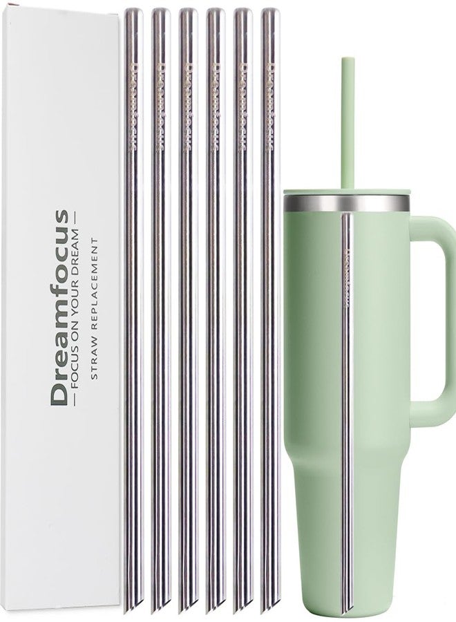 Dreamfocus Reusable Metal Straws Replacement Stainless Steel for Hydro Flask Travel Tumbler 40 oz 6-Pack - Image 1