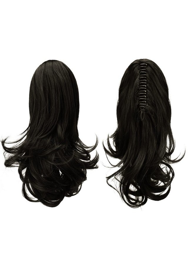 SOFEIYAN 13" Ponytail Extension Long Curly Ponytail Clip In Claw Hair Extension Natural Looking Synthetic Hairpiece For Women, Natural Black  - Image 1