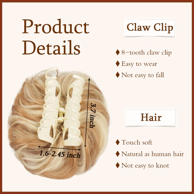SOFEIYAN Claw Clip Messy Bun Hair Piece Wavy Curly Hair Bun Clip in Claw Chignon Ponytail Hairpieces Synthetic Tousled Updo Hair Extensions Scrunchie Hairpiece for Women, Grey - Image 3