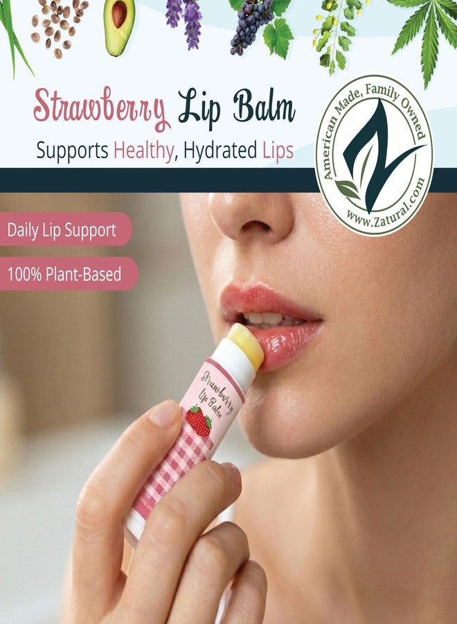 Zatural Strawberry Lip Balm with Shea Butter, Jojoba Oil, Lysine Large 0.5oz - Plant-Based Moisture with Rosehip and Vitamin E - Travel Friendly Natural Lip Care - 0.5oz - Image 4