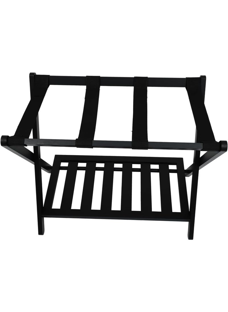 PAUL SONS PAUL SONS Luggage Rack Foldable Suitcase Stand with Storage Shelf for Guest Room Bedroom Hotel HeavyDuty Black  - Image 1
