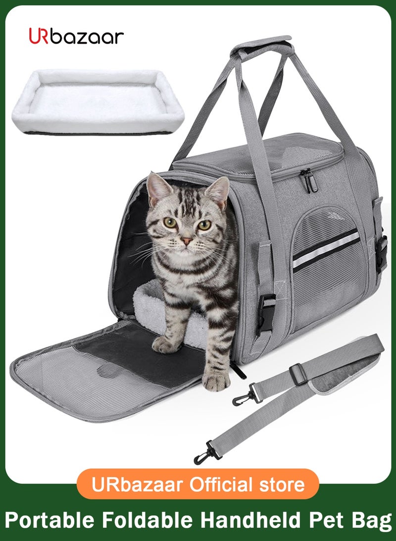 أوربازار حامل قطط وكلاب 17×10×11 بوصة للحيوانات الأليفة التي يصل وزنها إلى 16 رطلاً، حقيبة قطط ناعمة الجوانب لحمل الحيوانات أثناء السفر والجراء كلعبة من القماش للحيوانات الأليفة المنزلية - Image 1
