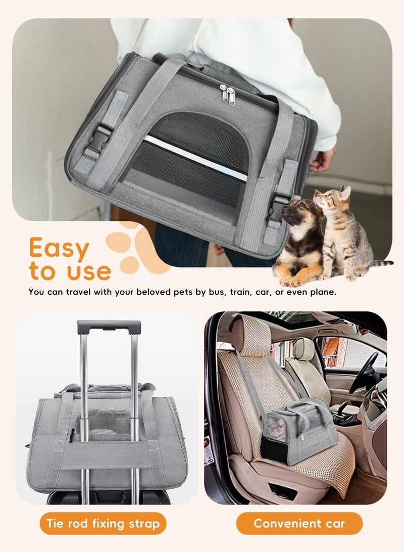 أوربازار حامل قطط وكلاب 17×10×11 بوصة للحيوانات الأليفة التي يصل وزنها إلى 16 رطلاً، حقيبة قطط ناعمة الجوانب لحمل الحيوانات أثناء السفر والجراء كلعبة من القماش للحيوانات الأليفة المنزلية - Image 4