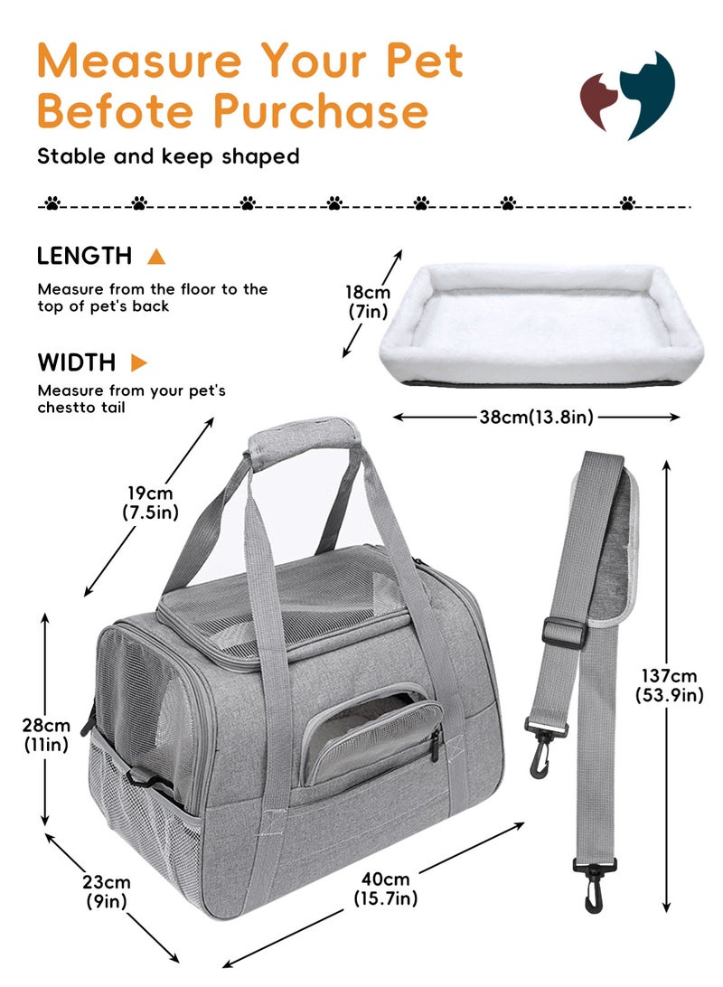 أوربازار حامل قطط وكلاب 17×10×11 بوصة للحيوانات الأليفة التي يصل وزنها إلى 16 رطلاً، حقيبة قطط ناعمة الجوانب لحمل الحيوانات أثناء السفر والجراء كلعبة من القماش للحيوانات الأليفة المنزلية - Image 2