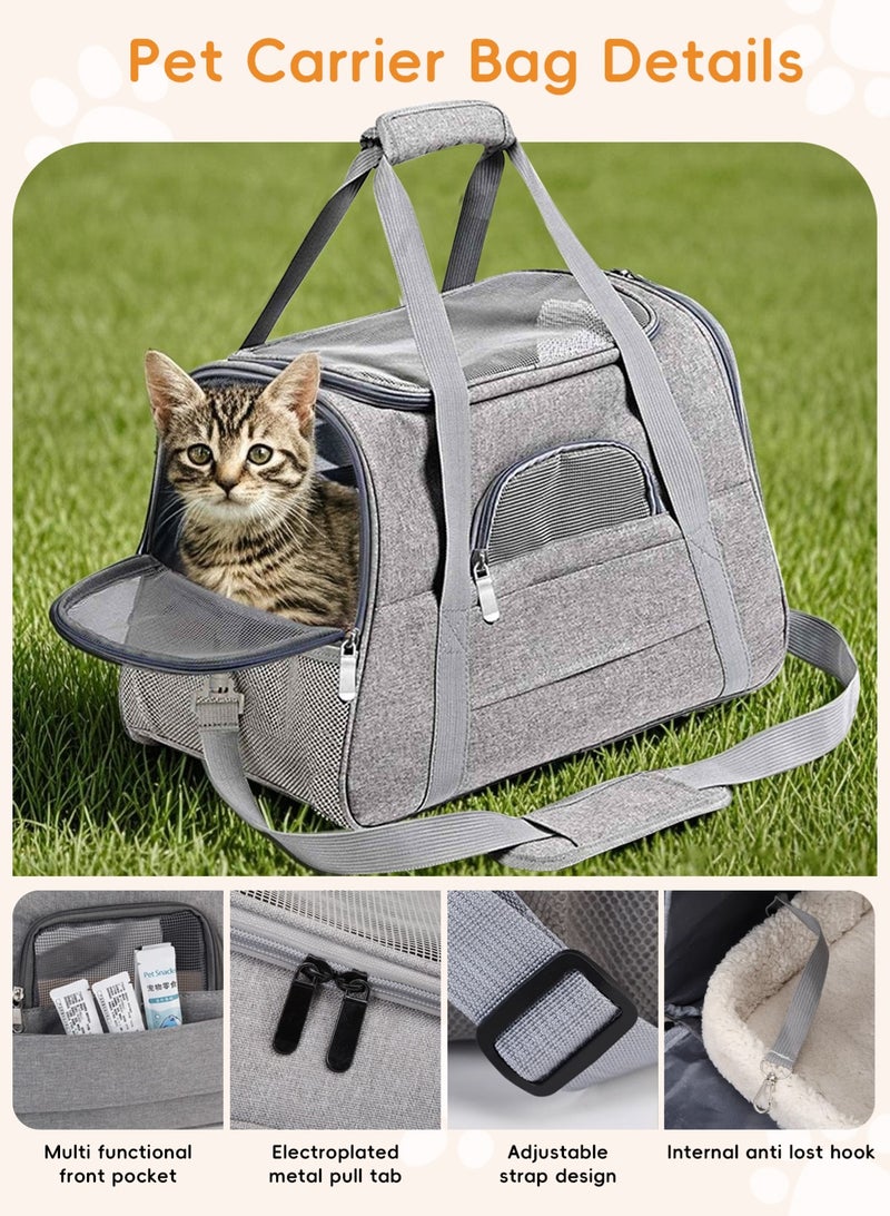 أوربازار حامل قطط وكلاب 17×10×11 بوصة للحيوانات الأليفة التي يصل وزنها إلى 16 رطلاً، حقيبة قطط ناعمة الجوانب لحمل الحيوانات أثناء السفر والجراء كلعبة من القماش للحيوانات الأليفة المنزلية - Image 5