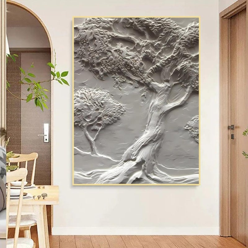 Marktna Canvas Wall Art Print Gypsum Board Design with Hollow Frame (120x80) 1 Piece - Image 1