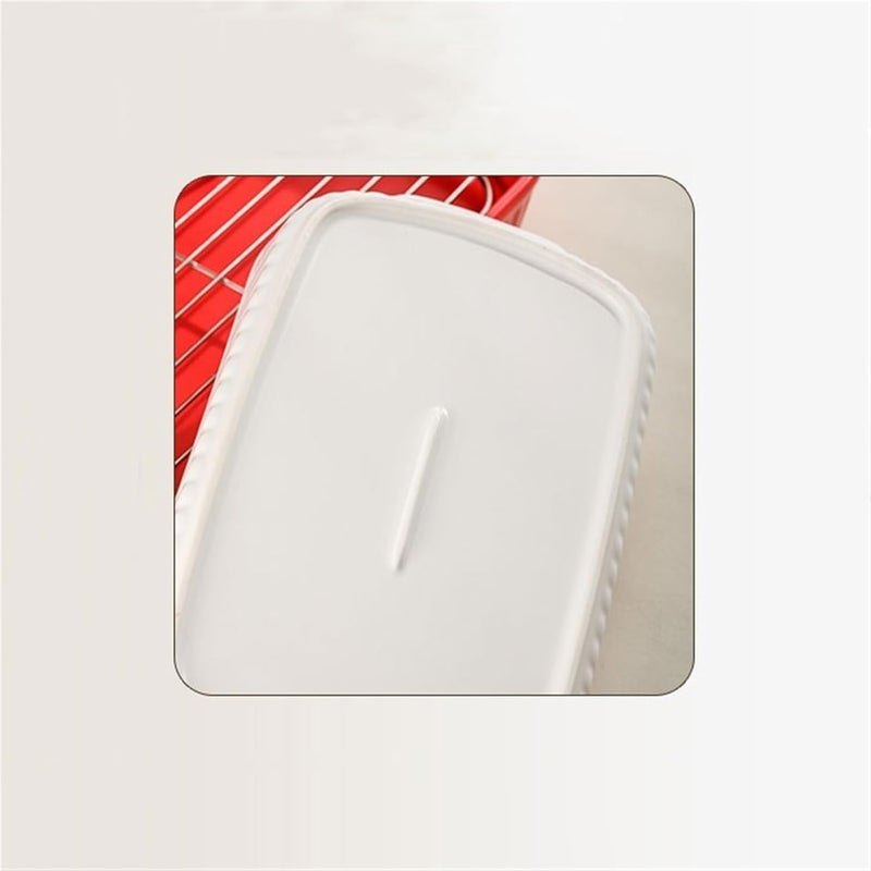 Baking Dish Household Ceramic Grill Pan with Oil Draining Net Double Ear Baking High Value Baked Rice Pan Can Be Oven Steam Pan Oven Dish(White) - Image 3