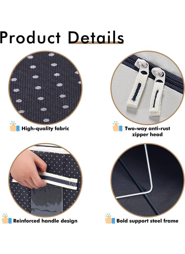 DEVAM 5 PCS 66 LTR Foldable Steel Frame Cloths Zip Organizer Bag and Oxford Fabric Storage Living Cover Boxes For Wardrobe Shelves Clothes Sarees Bed Sheet Blanket  - Image 5