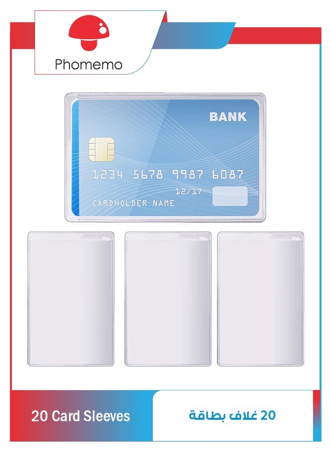 phomemo Transparent Credit Card Sleeves,20pcs Credit Card Holder Sleeve Clear Waterproof Credit Card Protector Plastic Card Holder Inserts for Insurance License ID Business Social Insurance Card  - Image 1