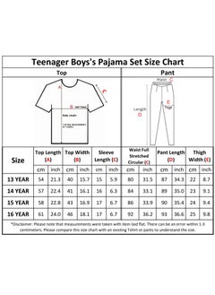 Ayans Teenager Boy's Pajama Set T-Shirt and Pants Turkish Cotton Sleepwear Homewear Grey/Navy Blue  - Image 2