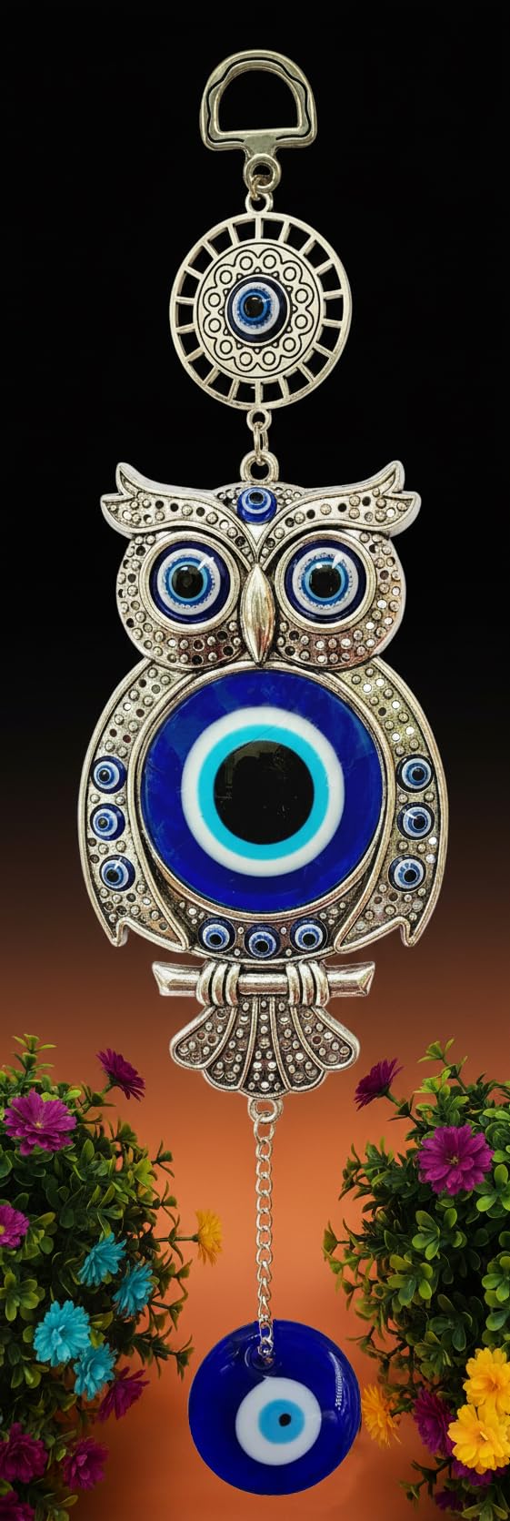 ARTISKRITI Evil Eye Hanging Owl Nazar Battu Nazar Suraksha for Home Entrance Door Decoration, Big Size, Housewarming Gifts, 27 cm - Image 1