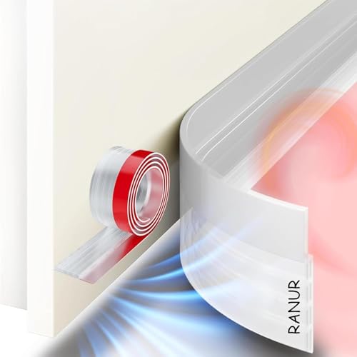 RANUR Silicone Self Adhesive Door Bottom Sealing Strip Guard for Home Door Protector for Home from Dust, Insects, Waterproof, Soundproof Door Seal, Door Air Blocker (1 Meter, Transparent) - Image 1