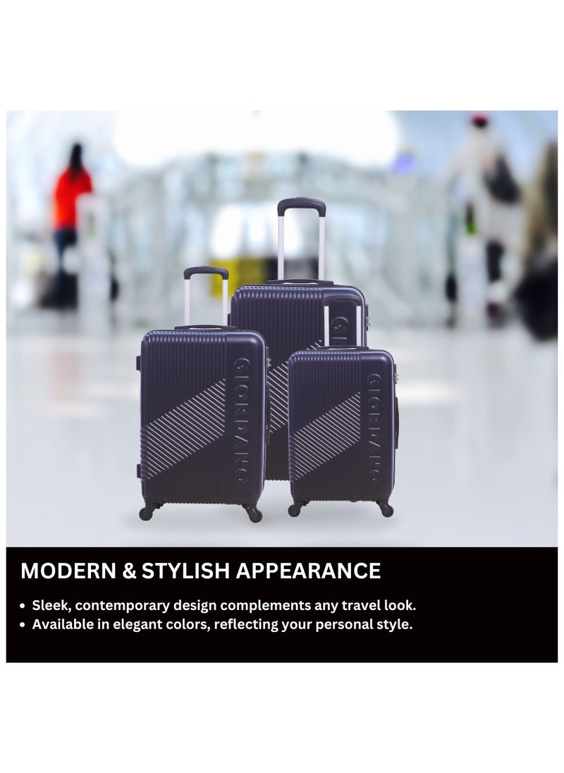 GIORDANO - GIORDANO Logo Series Carry-On Small Cabin Suitcase Navy Blue, ABS Hard Shell Lightweight Durable 4 Wheels Luggage Trolley Bag 20" With Secure 3 Digit Number Lock. - Image 1