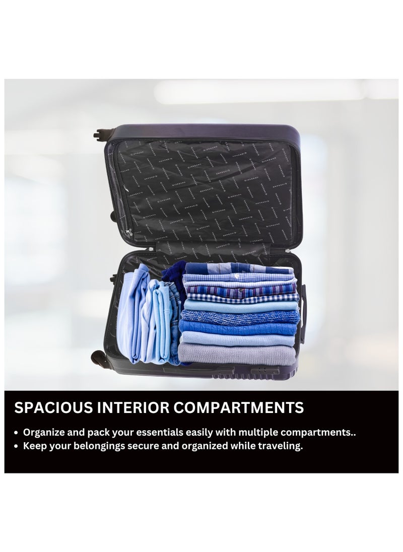 GIORDANO - GIORDANO Logo Series Carry-On Small Cabin Suitcase Navy Blue, ABS Hard Shell Lightweight Durable 4 Wheels Luggage Trolley Bag 20" With Secure 3 Digit Number Lock. - Image 1