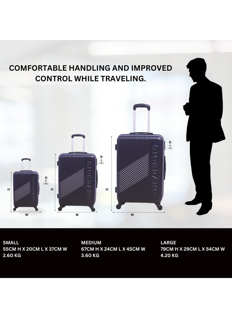 GIORDANO - GIORDANO Logo Series Carry-On Small Cabin Suitcase Navy Blue, ABS Hard Shell Lightweight Durable 4 Wheels Luggage Trolley Bag 20" With Secure 3 Digit Number Lock. - Image 1
