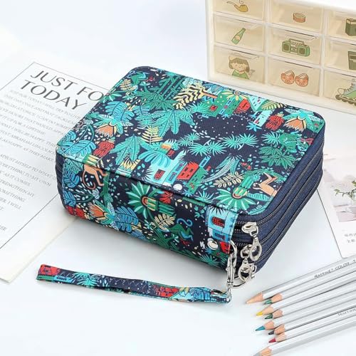 Climberty® Large Capacity Pencil Pouch with 78 Elastic Loops, Multi Layer Zipper Stationery Organizer Bag, Cartoon Print Travel Pen Case for School, Art Supplies, Colored Pencils, 6.3"x7.87"x2.36" - Image 5