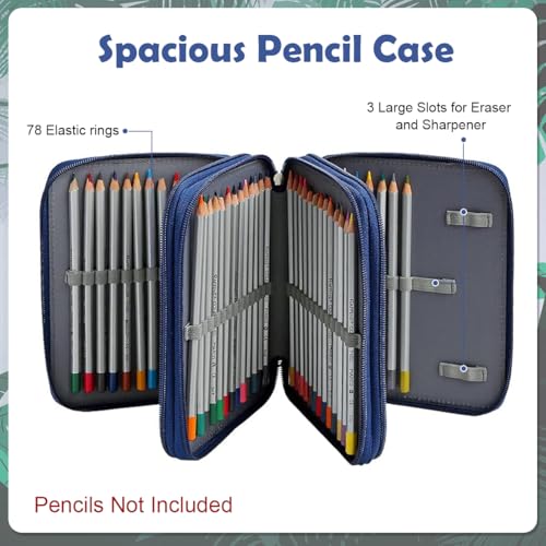 Climberty® Large Capacity Pencil Pouch with 78 Elastic Loops, Multi Layer Zipper Stationery Organizer Bag, Cartoon Print Travel Pen Case for School, Art Supplies, Colored Pencils, 6.3"x7.87"x2.36" - Image 4