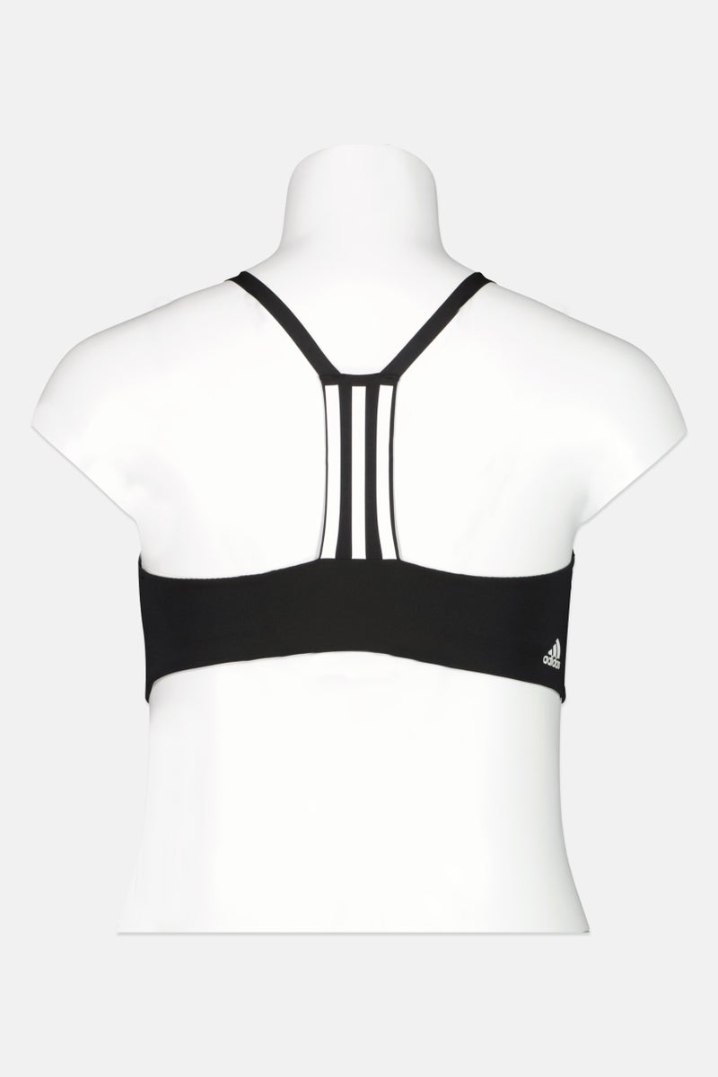 Adidas Women Plus Size Brand Logo Padded Sports Bra, Black  - Image 3