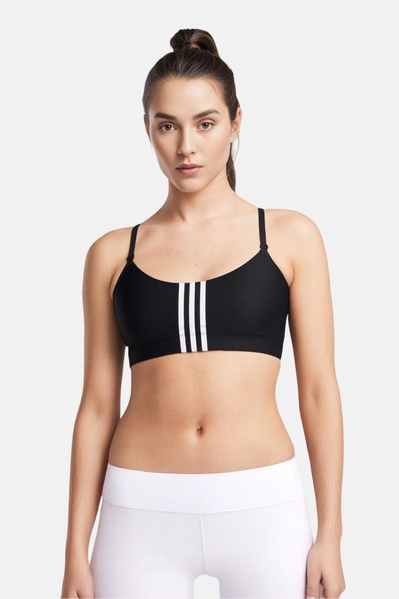 Adidas Women Plus Size Brand Logo Padded Sports Bra, Black  - Image 1