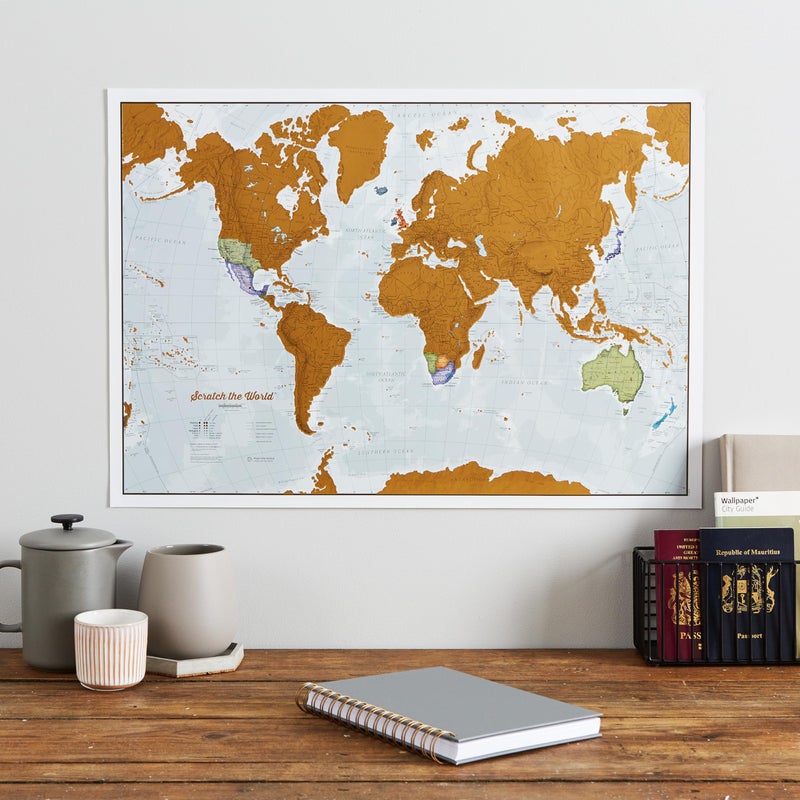 Maps International Scratch Off Map of the World Poster + USA Scratch Print - 17(h) x 22(w) inches, Scratch USA Map - 11(h) x 17(w) inches - Image 2