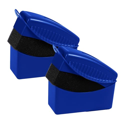 Hbxdeco 2PCS Tire Dressing Applicator Car Tire Applicator Dressing Shine Sponge Reusable Tire Dressing Applicator Pads with Lid Wheel Applicator Foam for Car Detailing Cleaning Blue - Image 1