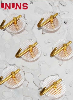 UNUNS Heavy Duty Adhesive Hooks,3 Pieces Waterproof Towel Hanger Hooks For Bathroom Accessories,Acrylic Hooks For Wall,Self Adhesive Wall-mounted Hooks Golden  - Image 2