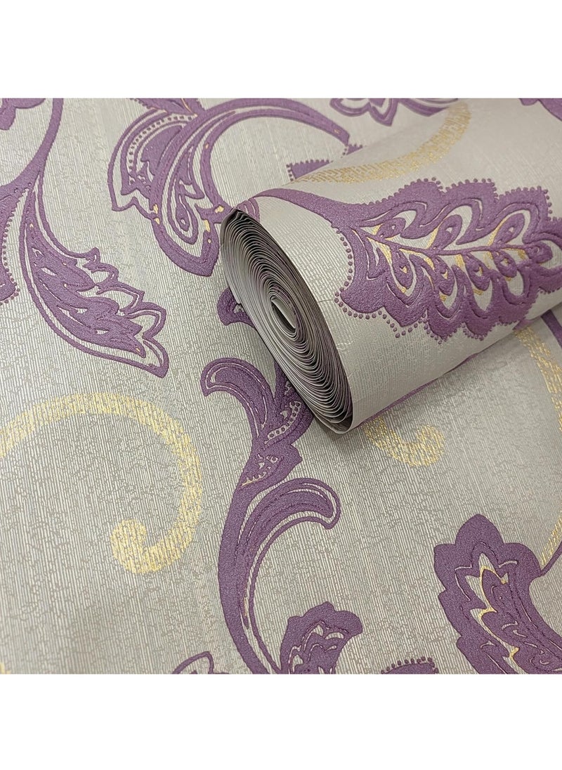 MAF Wallpaper MAF Wallpaper BR200605 Embossed Vintage Design Wallpaper, Non-Woven Wallpaper for living room, bedroom, study, TV background, hotel, office & more - Purple  - Image 2