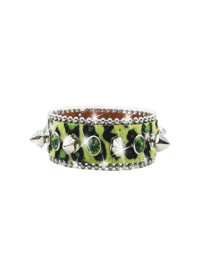 EVERBLTING Rhinestone spike Bracelet Y2k Punk rocker Goth Emo Studded Bracelet Cuff Bracelets for Women Leather spiked Bracelets for Men Green - Image 1