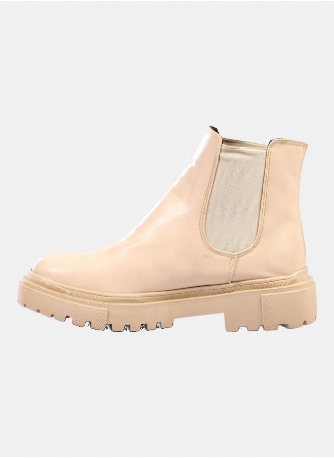 XO Style - Leather Ankle Boot -  Beige - Image 1