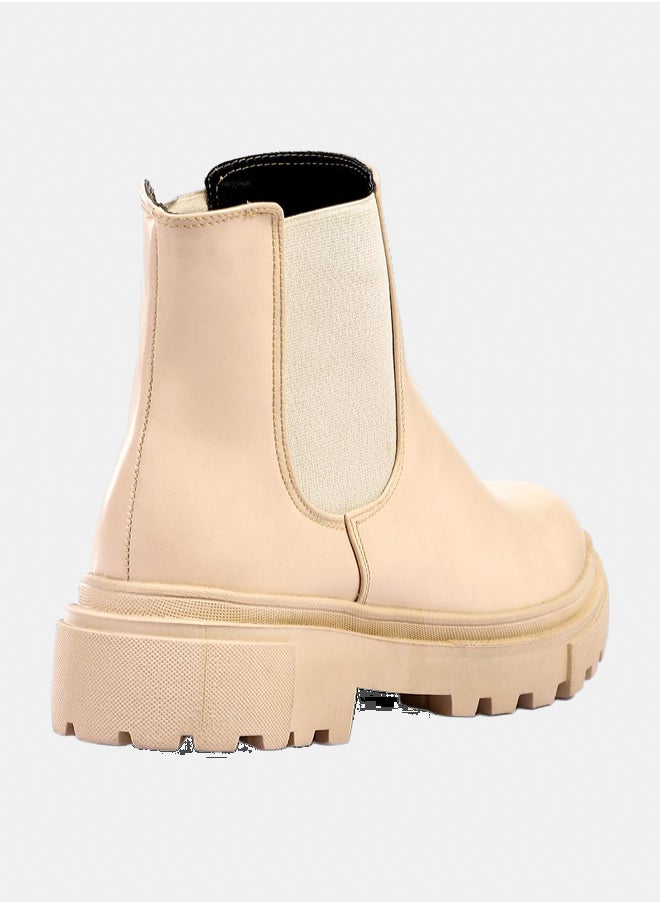 XO Style - Leather Ankle Boot -  Beige - Image 1
