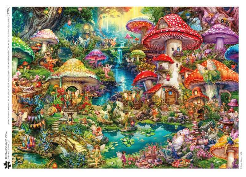 Buffalo Games - Merry Mushroom Village Picnic - Aimee Stewart - 1000 Piece Jigsaw Puzzle in Premium Collectorâ€™s Tin - Fun Challenge for Adults & Families - Image 5