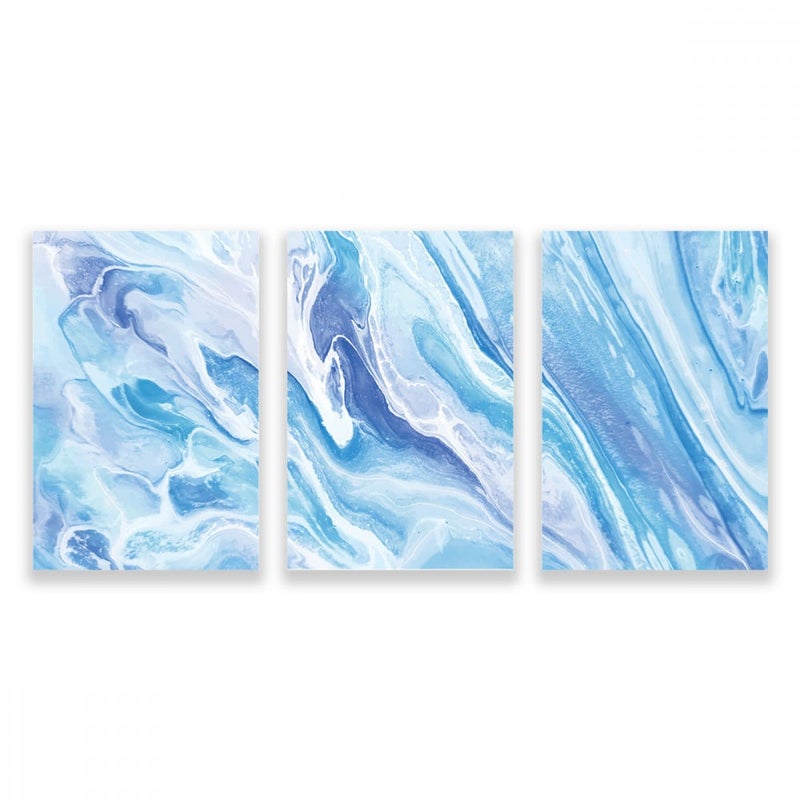 Marktna Three modern canvas paintings with an abstract design and a hollow frame, measuring (90×40), three pieces - Image 1