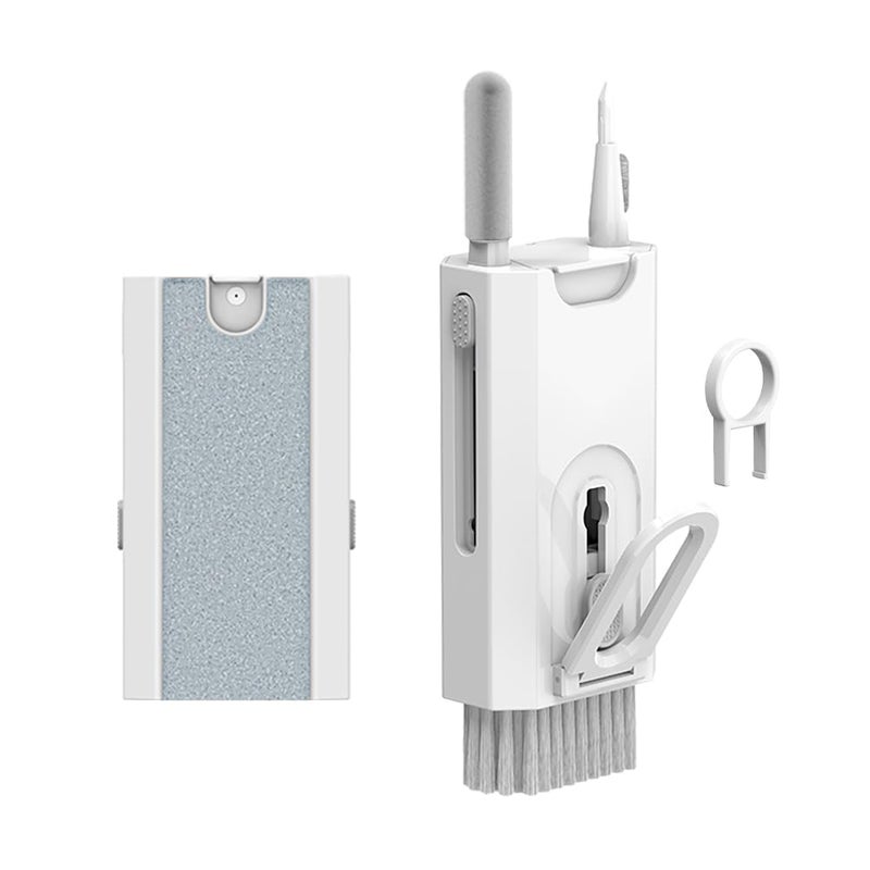 CLAW Q8 8-in1 Portable Cleaning Kit for Phones, Tablets, Laptops, Gaming Keyboards and Earbuds with Built in Mobile Holder (White) - Image 1