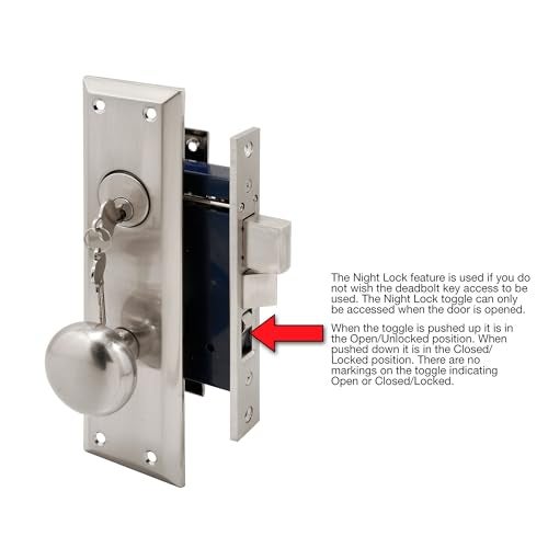 Segal SE 27590 Mortise Lock Set, Satin Nickel, Left Hand, 2-1/2 In. Backset, Surface (Single Pack) - Image 3