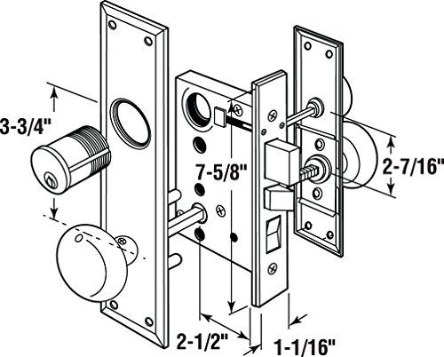 Segal SE 27590 Mortise Lock Set, Satin Nickel, Left Hand, 2-1/2 In. Backset, Surface (Single Pack) - Image 2