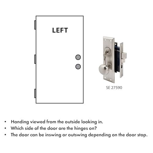 Segal SE 27590 Mortise Lock Set, Satin Nickel, Left Hand, 2-1/2 In. Backset, Surface (Single Pack) - Image 4