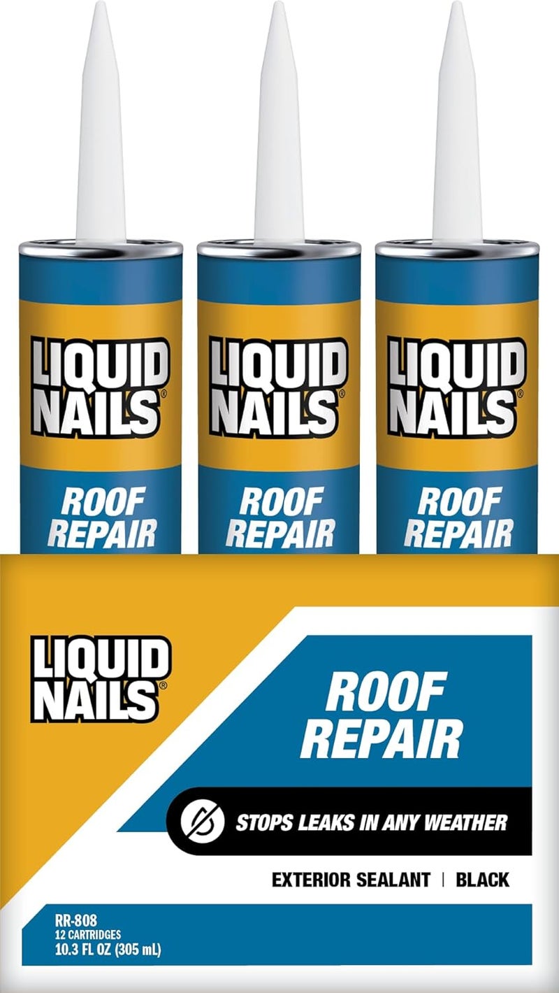 Liquid Nails Roof Repair 10.3 oz. Black Exterior Waterproofing Roof Adhesive, 12 Pack - Image 1