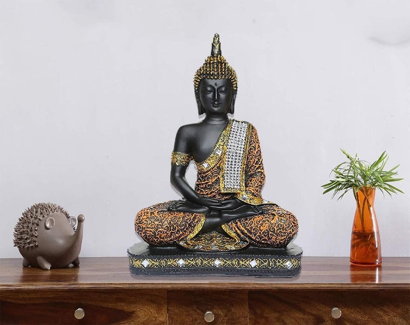 NRSON Gautam Buddha Statue for Home Decor Lord Buddha Idols for Gift Showpiece for Living Room in Home Decorative Showpiece Orange Colour - Image 2