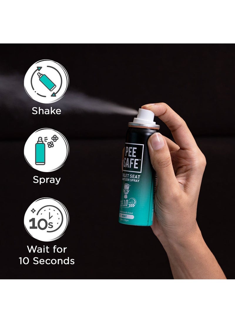 بيساف بي سيف معقم بخاخ فوري لكرسي الحمام، يقتل 99.9٪ من الجراثيم خلال 10 ثواني، يحمي من الامراض المعدية، تم اختباره من قبل أطباء الجلد، حجم مناسب للطائرة والسفر، نعناع – 75مل  (3 عبوات) - Image 3